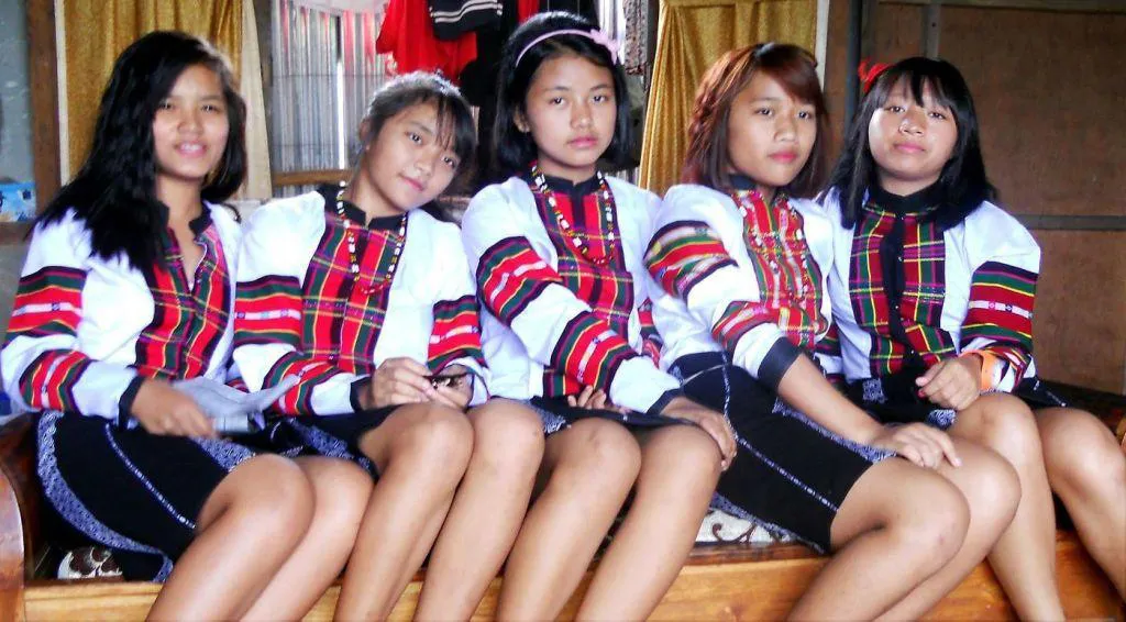 Girls wearing the traditional dress of Mizoram