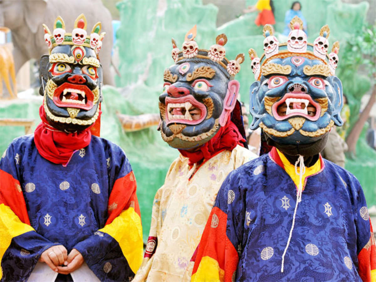 Masked dancers in Lachung